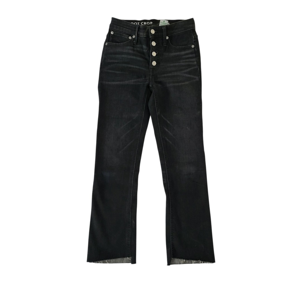 J. Crew Billie Demi Boot Crop Jeans Size 24 Charcoal Black Button Fly Capri‎